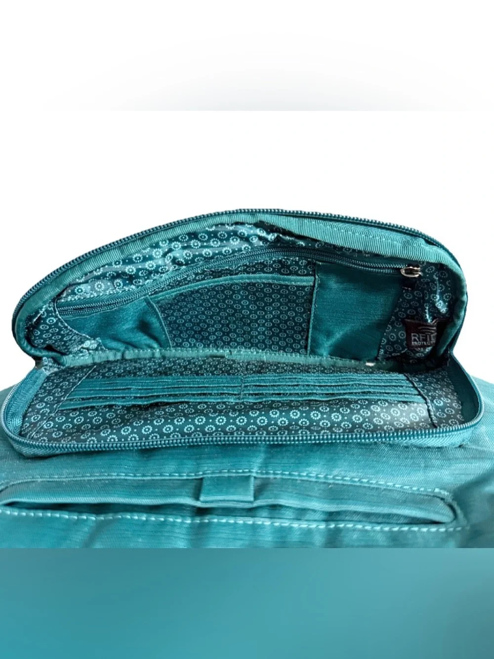 Lug Samba RFID Crossbody Bag Teal Quilted Travel Purse Organizer Missing Strap